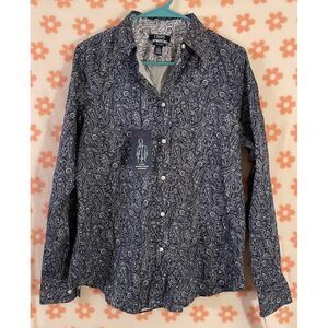 Chaps No Iron Shirt Easy Care Slimming Fit Paisley Print‎ Button-Down size M